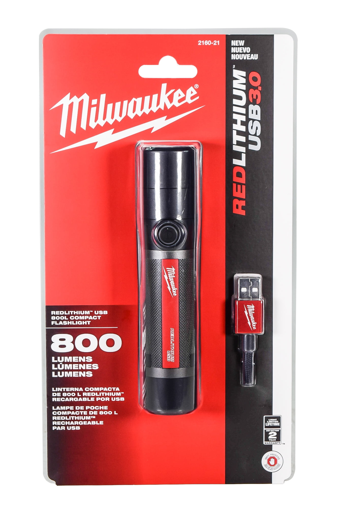 Milwaukee 800L Black and Red USB Rechargeable Flashlight