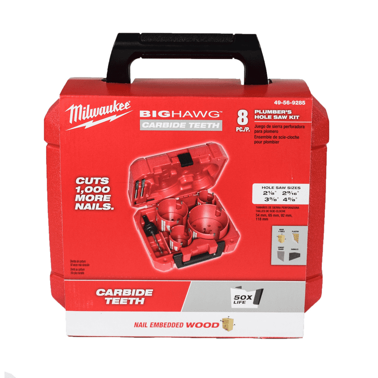 Milwaukee BIG HAWG Carbide Hole Saw Kit 8 Piece 49 56 9285 Walmart