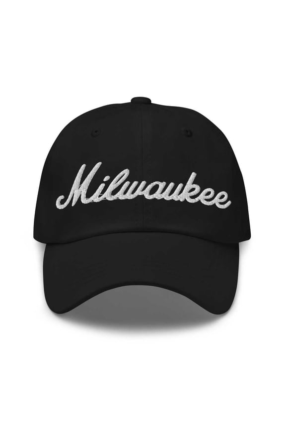 Milwaukee Baseball Cap Milwaukee Dad Hat Bold Script Florida FL Hat Embroidered Souvenir Gift Black