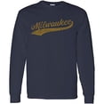 thumbnail image 1 of Milwaukee Baseball Script - Hometown Pride, Pitcher Long Sleeve T Shirt - Large - Navy, 1 of 6