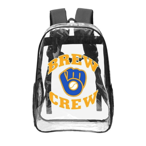 Milwaukee Brewers 16In Transparent backpack School Bookbag Printed Laptop 16In Transparent backpack For Unisex UnisexCollege Student Travel, Gift For Friend, Family