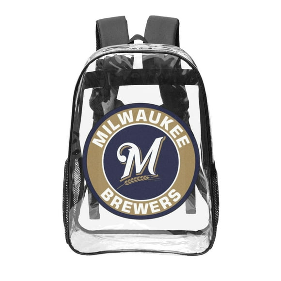 Milwaukee Brewers 16In Transparent backpack School Bookbag Printed Laptop 16In Transparent backpack For Unisex UnisexCollege Student Travel, Gift For Friend, Family