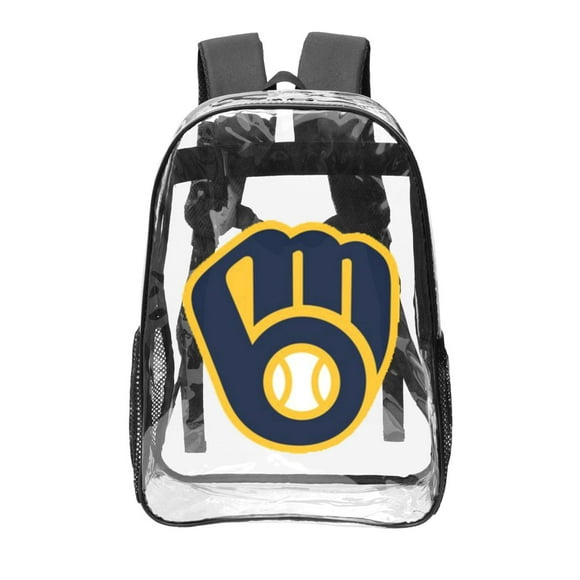 Milwaukee Brewers 16In Transparent backpack School Bookbag Printed Laptop 16In Transparent backpack For Unisex UnisexCollege Student Travel, Gift For Friend, Family
