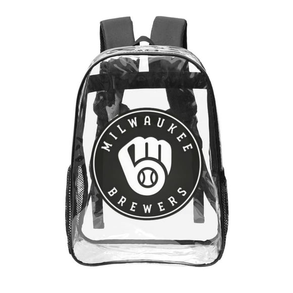Milwaukee Brewers 16In Transparent backpack School Bookbag Printed Laptop 16In Transparent backpack For Unisex UnisexCollege Student Travel, Gift For Friend, Family
