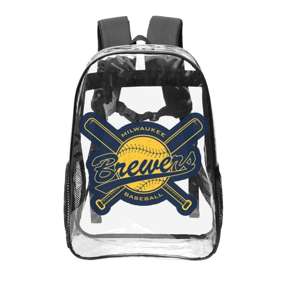 Milwaukee Brewers 16In Transparent backpack School Bookbag Printed Laptop 16In Transparent backpack For Unisex UnisexCollege Student Travel, Gift For Friend, Family
