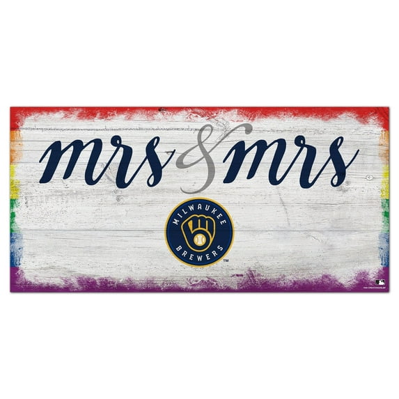 Milwaukee Brewers 6'' x 12'' Pride Mrs & Mrs Sign