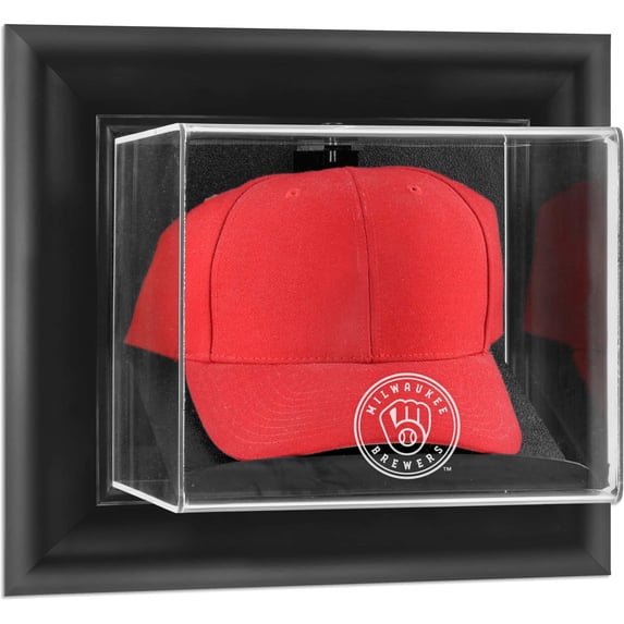 Milwaukee Brewers Black Framed Wall-Mounted 2020-Present Logo Cap Display Case