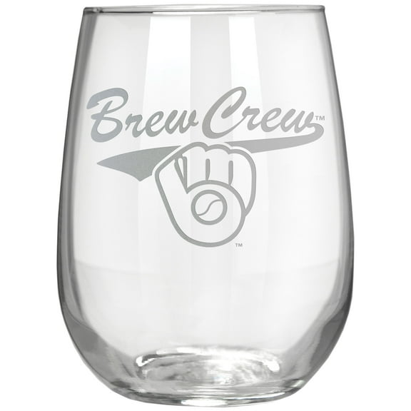 Milwaukee Brewers Etched 17oz. Rally Cry Stemless Wine Glass