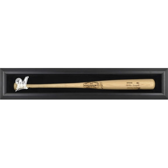 Milwaukee Brewers Logo Black Framed Single Bat Display Case