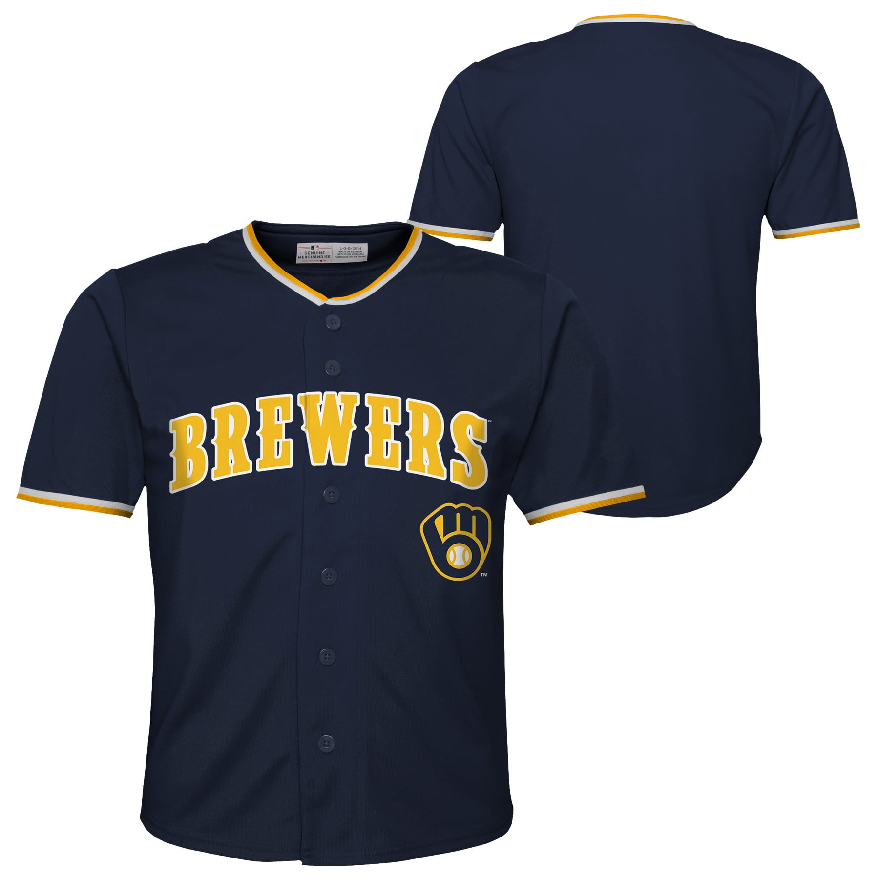 milwaukee brewers button up jersey adult