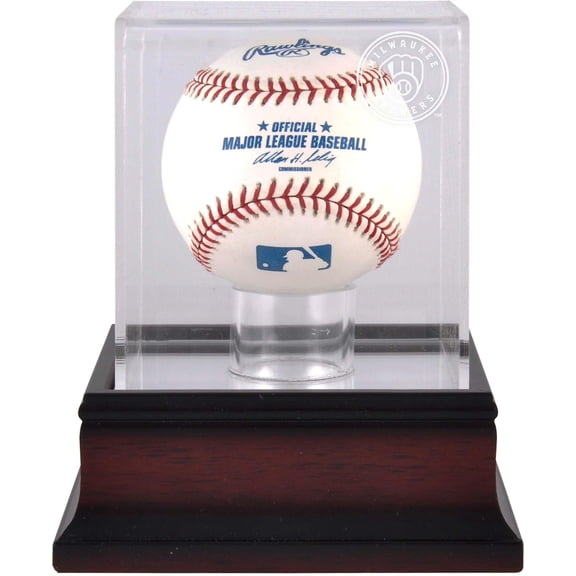 Milwaukee Brewers Mahogany Baseball 2020-Present Logo Display Case