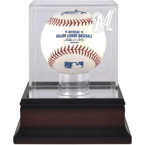 Milwaukee Brewers Mahogany Baseball Logo Display Case