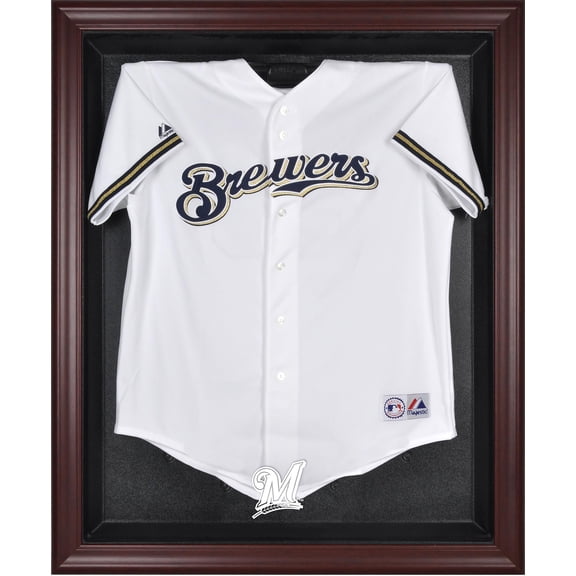 Milwaukee Brewers Mahogany Framed Logo Jersey Display Case