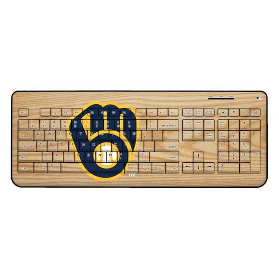 Milwaukee Brewers Wood Print Wireless USB Keyboard