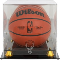 Giannis Antetokounmpo Milwaukee Bucks Fanatics Authentic Autographed  Spalding Indoor/Outdoor Basketball with Mahogany Base and 2021