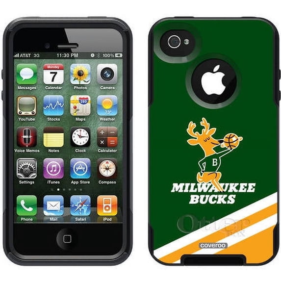 Milwaukee Bucks Hardwood Classic Design on OtterBox Commuter Series Case for Apple iPhone 4/4s