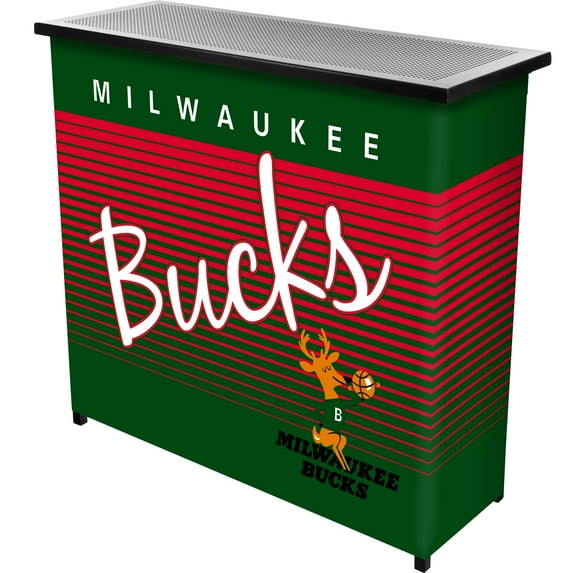 Milwaukee Bucks Hardwood Classics Indoor or Outdoor Portable Bar with 2 Shelves