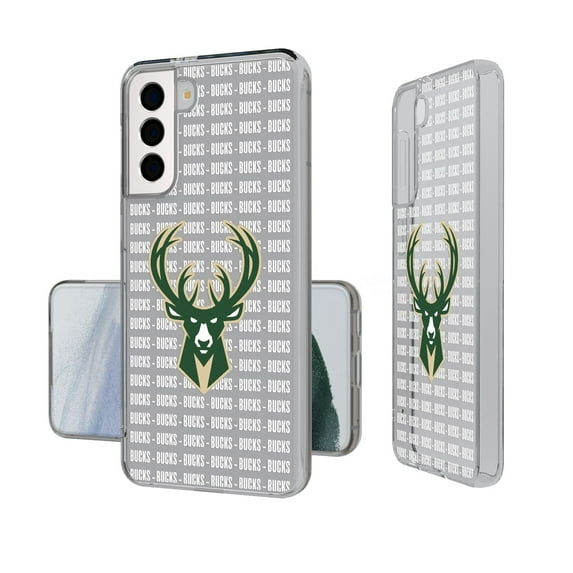 Milwaukee Bucks Text Backdrop Design Galaxy Clear Case