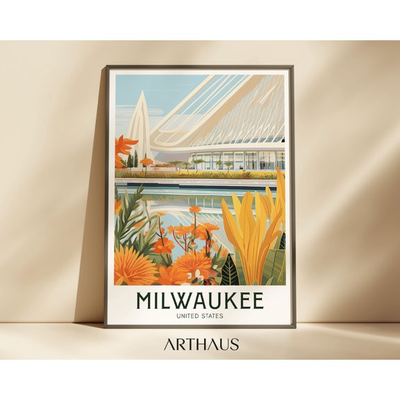 Milwaukee Calatrava Wisconsin Travel United States Art Maximal Decor, Stretched Canvas Size 16x24