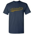 thumbnail image 1 of Milwaukee City Baseball Script Basic Cotton T-Shirt - Large - Navy, 1 of 6