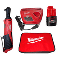 thumbnail image 1 of Milwaukee M12 12V Cordless 3/8 in. Ratchet Tool Kit – Includes REDLITHIUM Battery, Charger & Case - Model 2457-21, 1 of 5