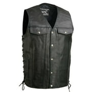 Milwaukee Event Mens Side Lace Vest w/Denim Style Pockets - Tall Black