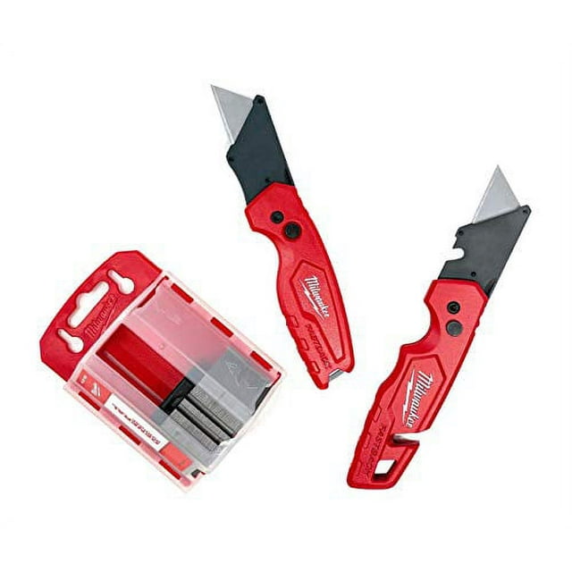 Milwaukee 2pc Utility Knife Set with Extra 50 Blades, Folding, Small ...