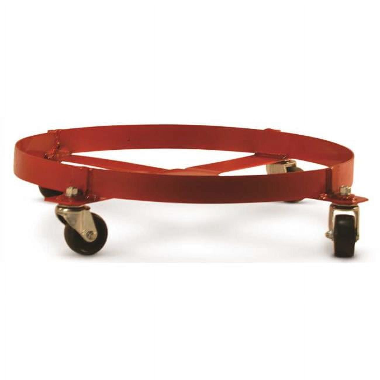 Red Steel 800 lb Capacity Drum Dolly with Poly Casters