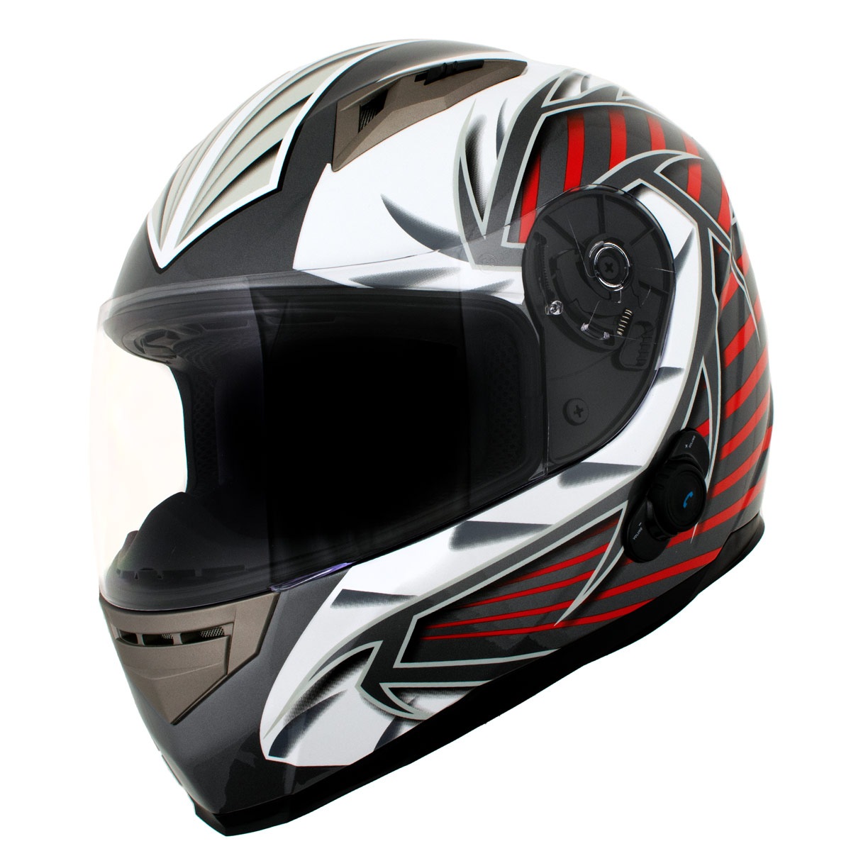Milwaukee Helmets H520 Titanium and Red ChitChat Black Full Face