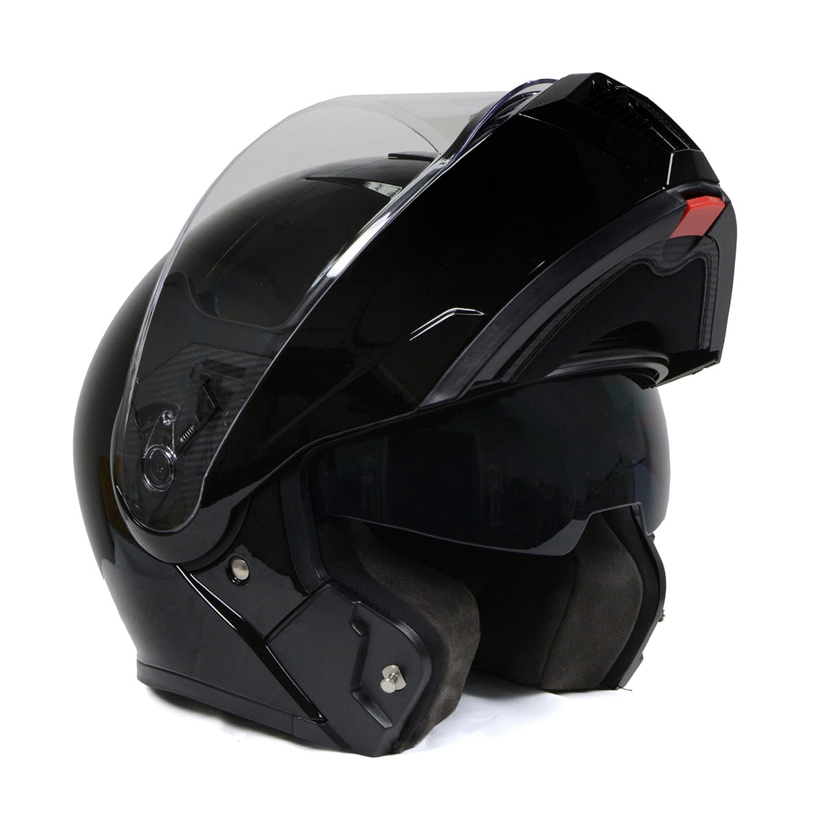 Milwaukee Helmets Gloss Black Menace Advanced Motorcycle Modular Helmet w/Drop Down Visor for