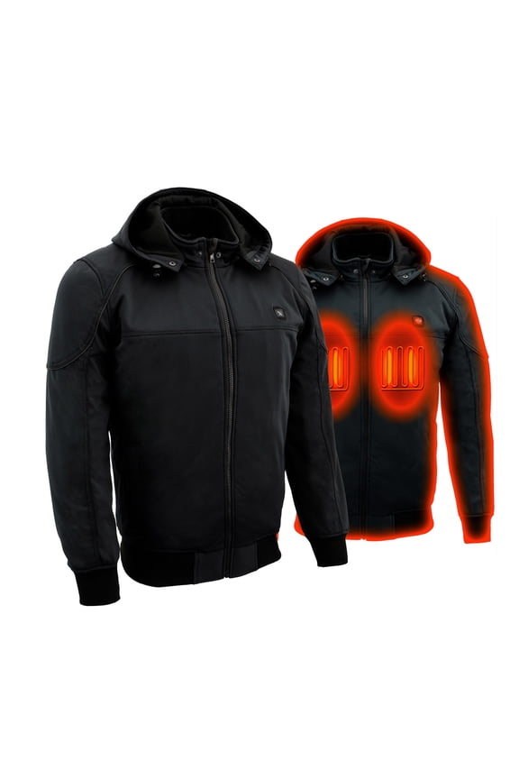Nexgen Heat MPM1761SET Men’s Black Heated Soft Shell Racing Style Motorcycle Heated Jacket for Winter Cold Weather Large