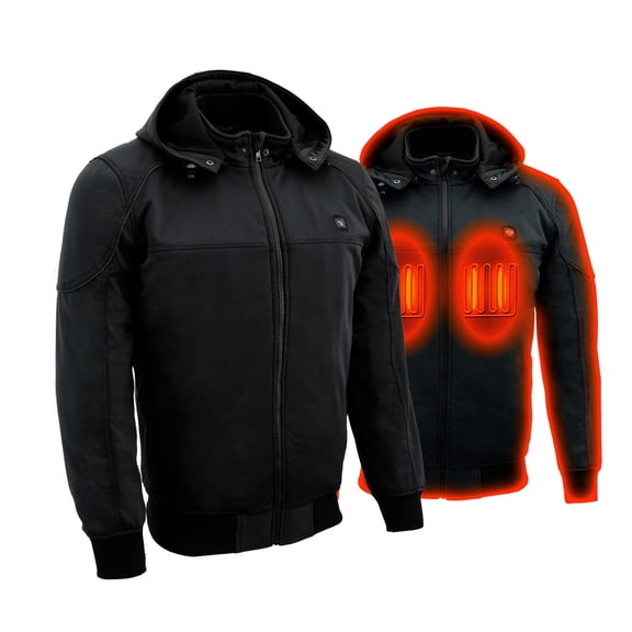 Nexgen Heat MPM1761SET Men’s Black Heated Soft Shell Racing Style Motorcycle Heated Jacket for Winter Cold Weather Large