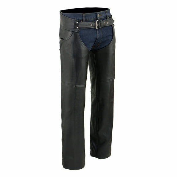 Milwaukee Leather Chaps for Men's Black Premium Leather- Classic Jean Style Pockets Motorcycle Riders Chap - SH1101 9X-Large