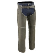 Milwaukee Leather Chaps for Men's Vintage Grey Slate Leather - Deep Zipped Thigh Pockets Motorcycle Chap - MLM5536 X-Large