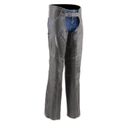 Milwaukee Leather Chaps for Women Black and Grey Premium Skin Laser Cut Accent Stitching Motorcycle Chap - MLL6525 Medium