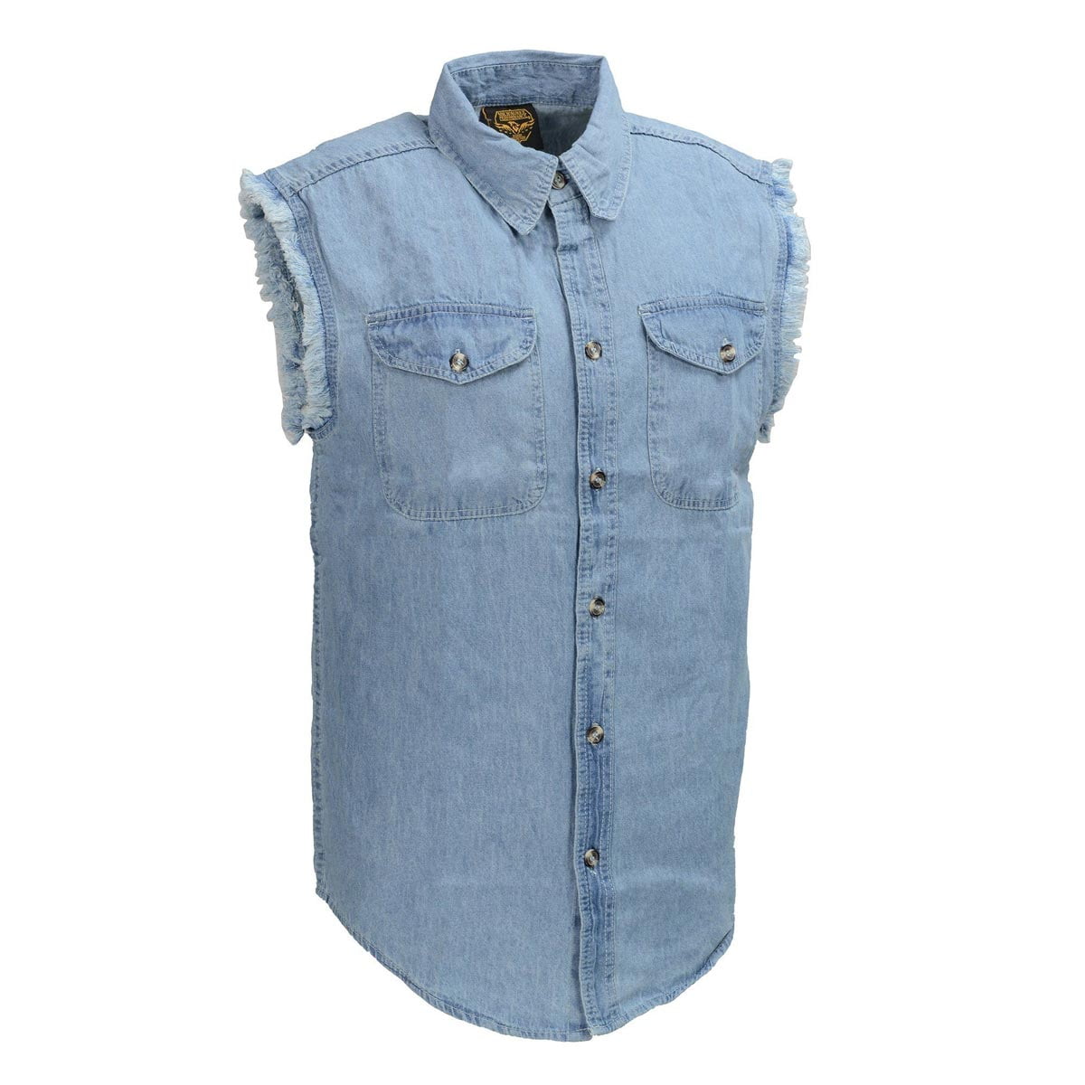 Milwaukee Leather Men’s White Denim Sleeveless Shirt - Lightweight Cotton Shirt With Frayed Cut-Off Sleeves, 3X-Large - View #10