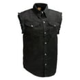 thumbnail image 1 of Milwaukee Leather DM1002 Men's Black Lightweight Denim Shirt with Frayed Cut Off Sleeveless 2X-Large, 1 of 3
