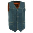 thumbnail image 1 of Milwaukee Leather DM1310 Men's Classic Blue Denim Western Style Cowboy Biker Vest w/ Snap Button Closure 5X-Large, 1 of 6