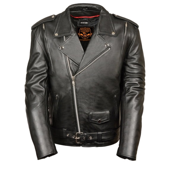 Milwaukee Leather LKM1775 Men's Black Leather Vented Jacket with Side Laces 4X-Large