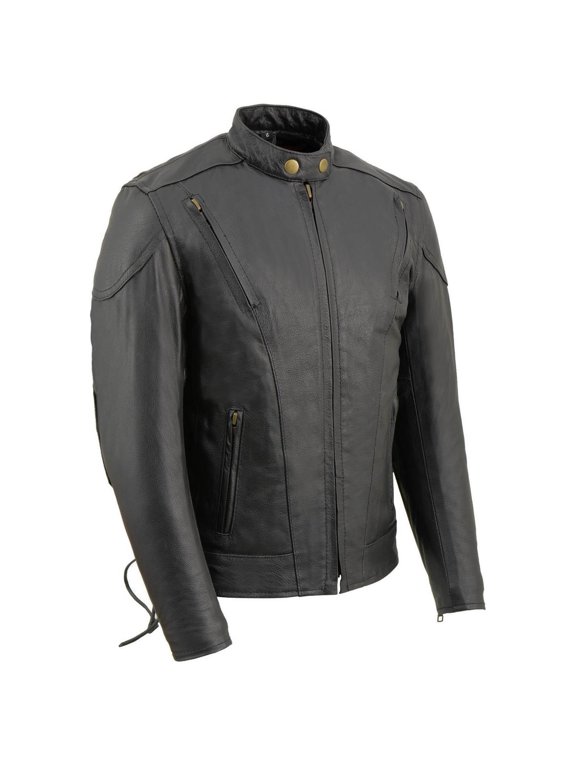 LKM1900 Boy's Black Leather Side Lace Vented Moto Jacket 3X-Large