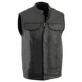 thumbnail image 1 of Milwaukee Leather LKM3710 Men's Black Leather Club Style Motorcycle Rider Vest w/ Zipper and Snap Button Closure Medium, 1 of 6