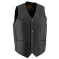 thumbnail image 1 of Milwaukee Leather LKM3730 Men's Black Leather Western Style V-Neck Motorcycle Rider Vest with Front Snap Closure 40, 1 of 6