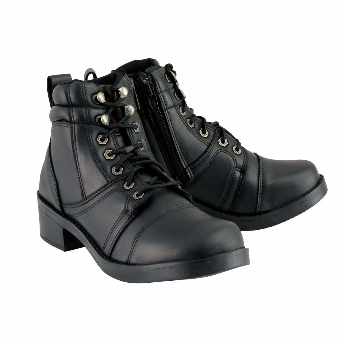 Milwaukee Leather MBK9255 Boys Black Lace-Up Boots with Side Zipper Entry 6 - image 1 of 9