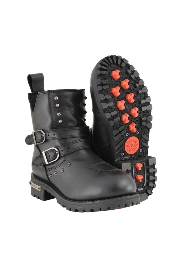 MBL9307 Women's Black Double Strap Waterproof Leather Boots 12