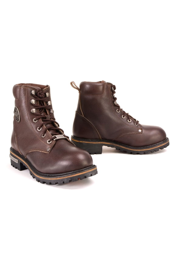 Women's Dark Brown Leather Outdoors Lace-Up Boots for Bikers Casual MBL9308 9.5