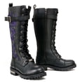 thumbnail image 1 of Milwaukee Leather MBL9357 Women's Black 14” Tall Motorcycle Boots Lace-Up High-Rise Purple Embroidered Leather Shoe 8, 1 of 10