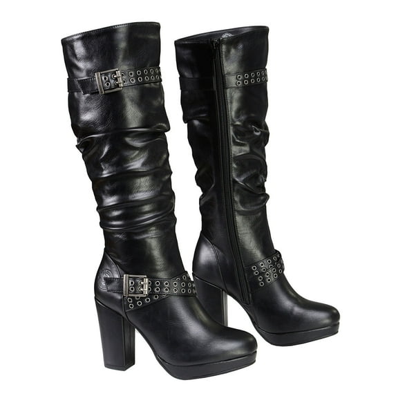 Milwaukee Leather MBL9419 Women's Tall Premium Black Platform Fashion Casual Boots with Slouch Shaft 8