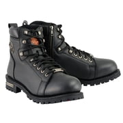 Milwaukee Leather Men's Black Leather Lace-Up Motorcycle Rider Boots with Side Zipper MBM100 9.5