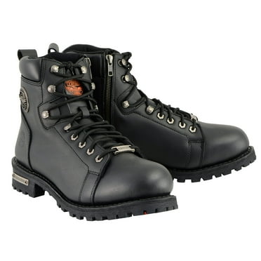 Milwaukee Leather Men's Black Leather Lace-Up Motorcycle Rider Boots with Side Zipper MBM100 9