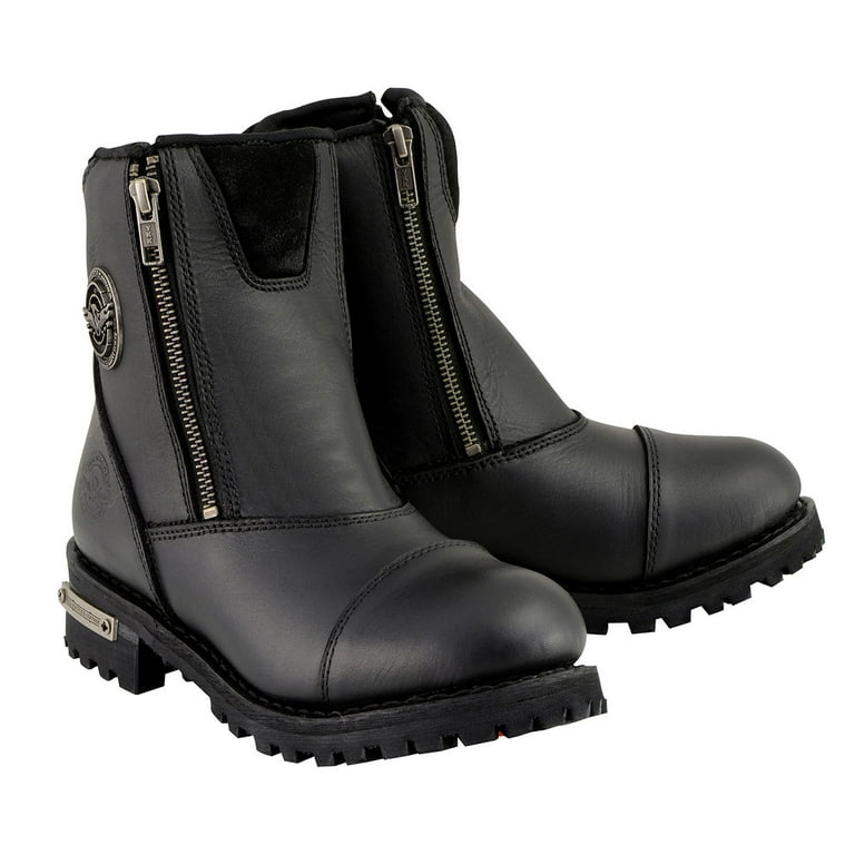 Milwaukee Leather MBM102 Men s Black Smooth Double Sided Zipper Entry Motorcycle Leather Boots 13 Walmart